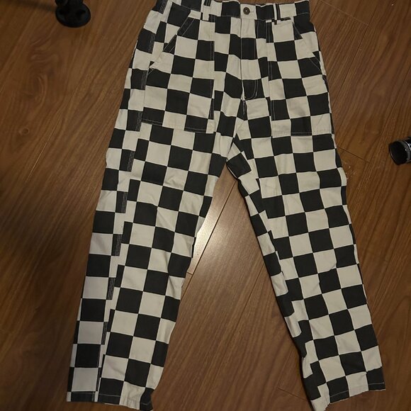 Checkered Black and White Women's Pants - Picture 4 of 9